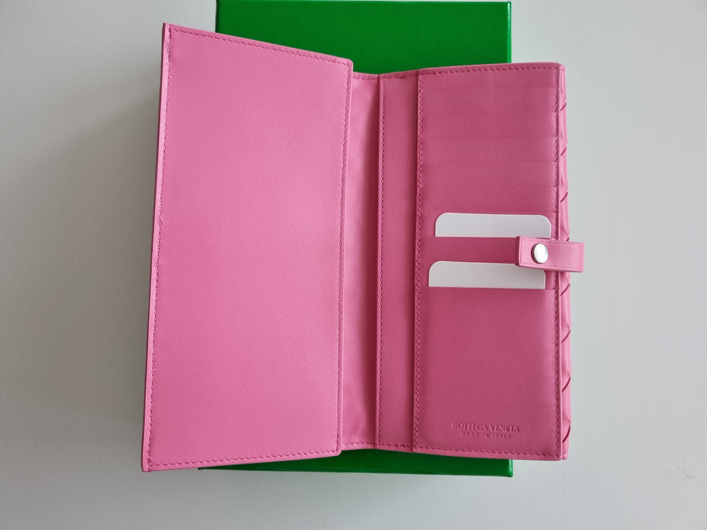 Bottega Veneta lange Geldbörse/Portemonnaie - Intrecciato - Pink