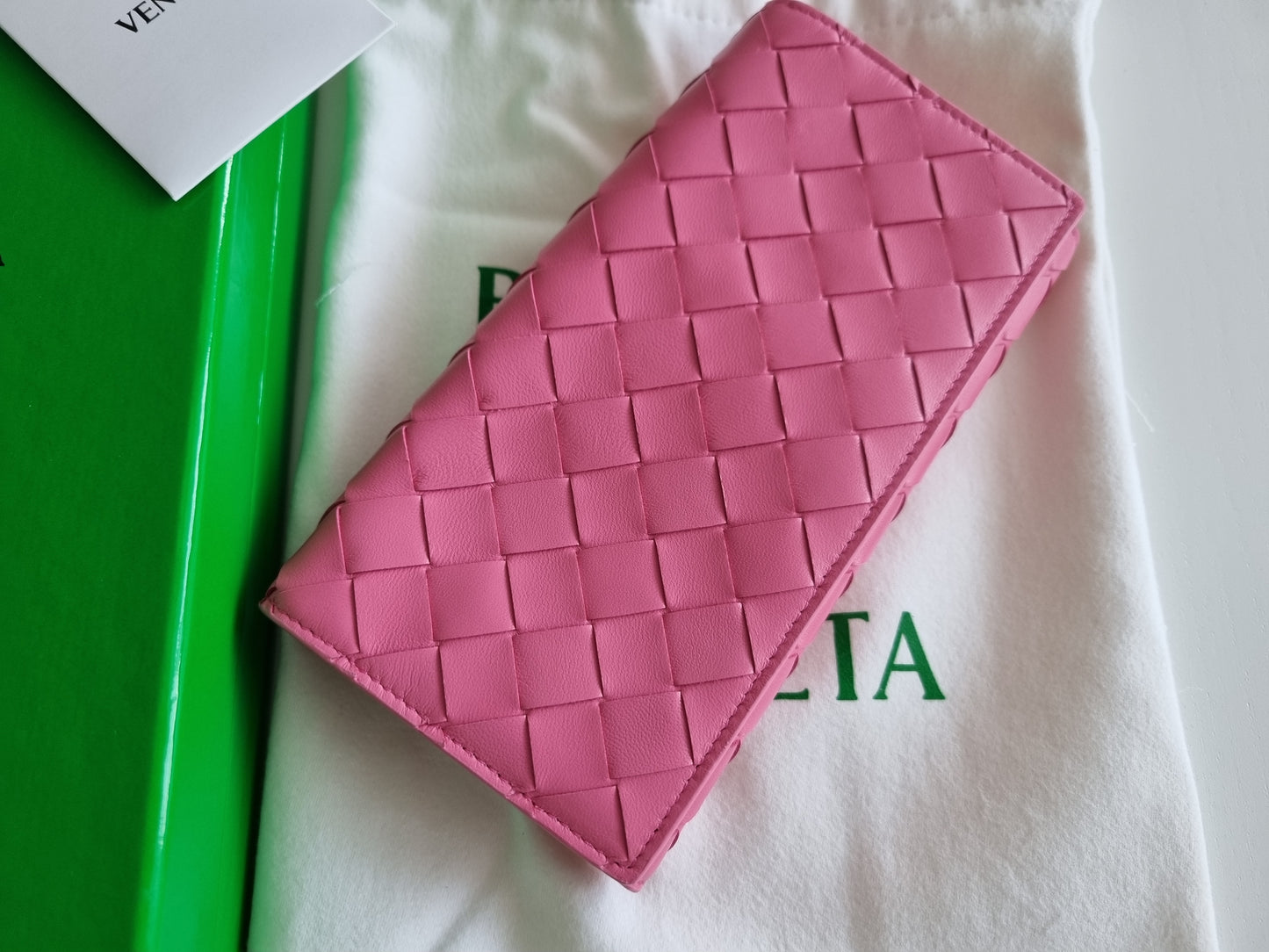 Bottega Veneta lange Geldbörse/Portemonnaie - Intrecciato - Pink