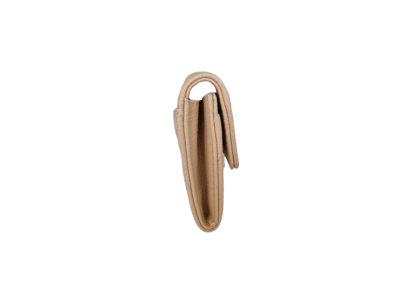 Chanel Kartenetui mit Patte - Kaviarleder - Beige - Silberne Hardware