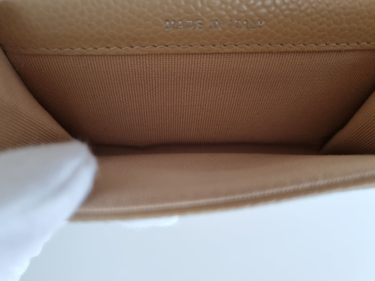 Chanel Kartenetui mit Patte - Kaviarleder - Beige - Silberne Hardware