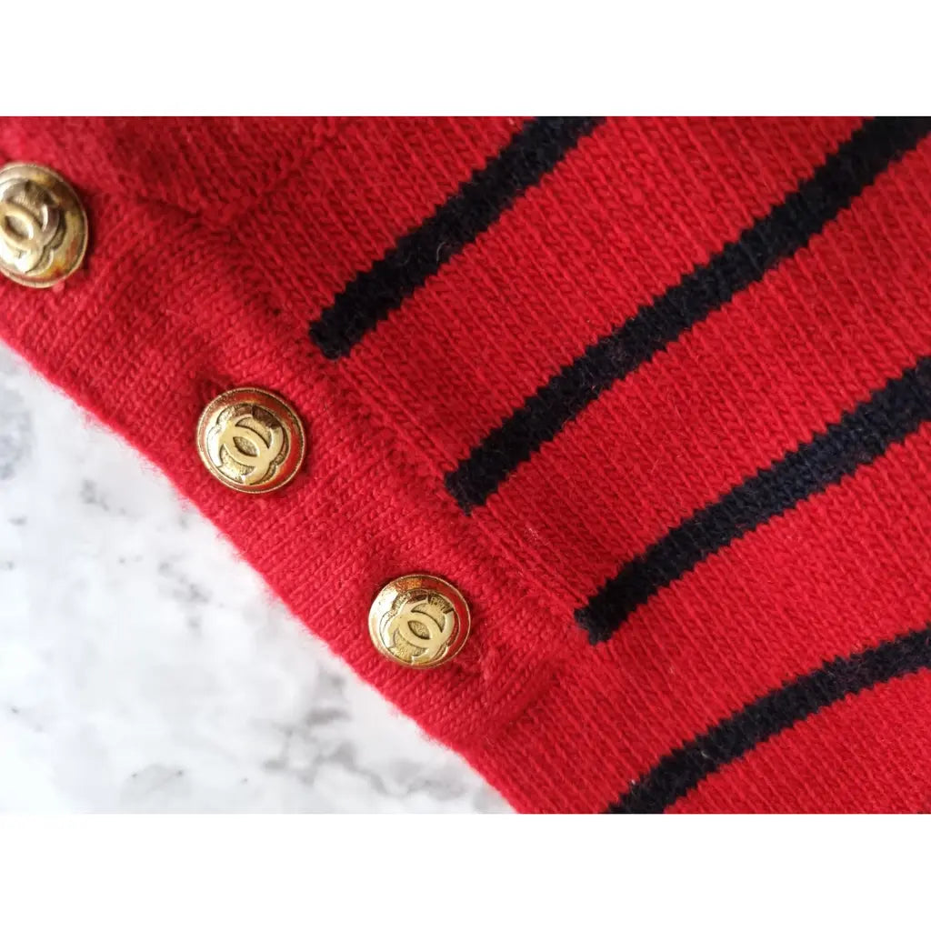 Chanel Vintage Cardigan aus Kaschmir, gestreift