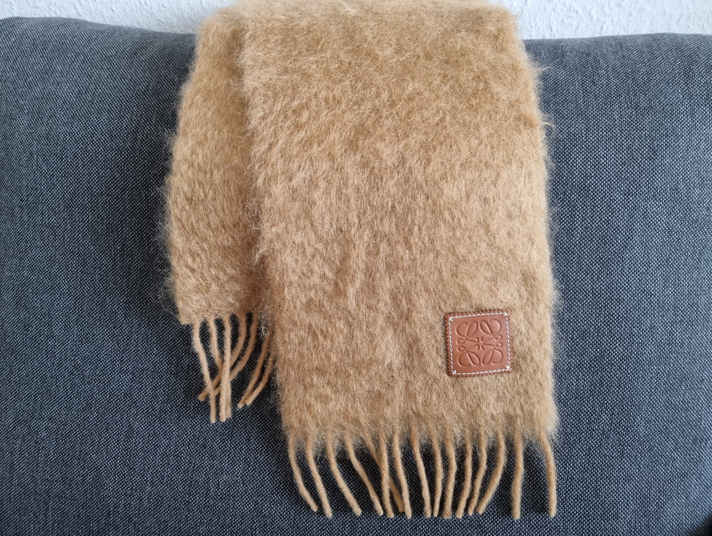 Loewe Schal mit Mohair und Wolle - Camel - Kamelbraun