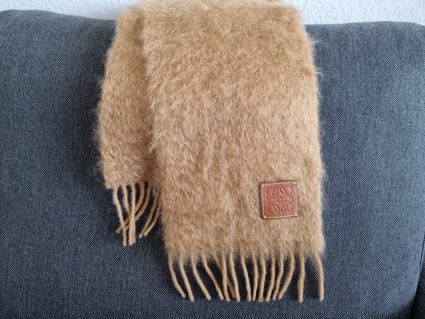 Loewe Schal mit Mohair und Wolle - Camel - Kamelbraun