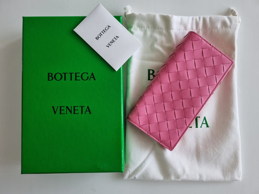 Bottega Veneta lange Geldbörse/Portemonnaie - Intrecciato - Pink