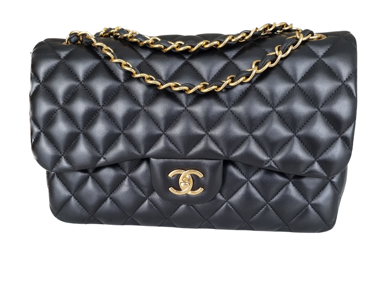 Chanel Jumbo Classic Double Flap - Schwarz - Lammleder mit Hardware in Gold