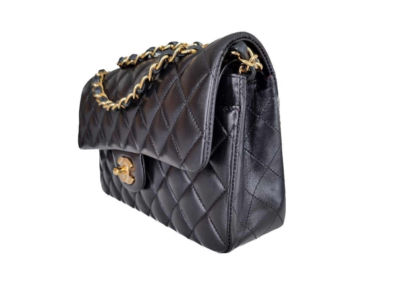 Chanel Small Classic Double Flap - Schwarz - Lammleder mit Hardware in Gold