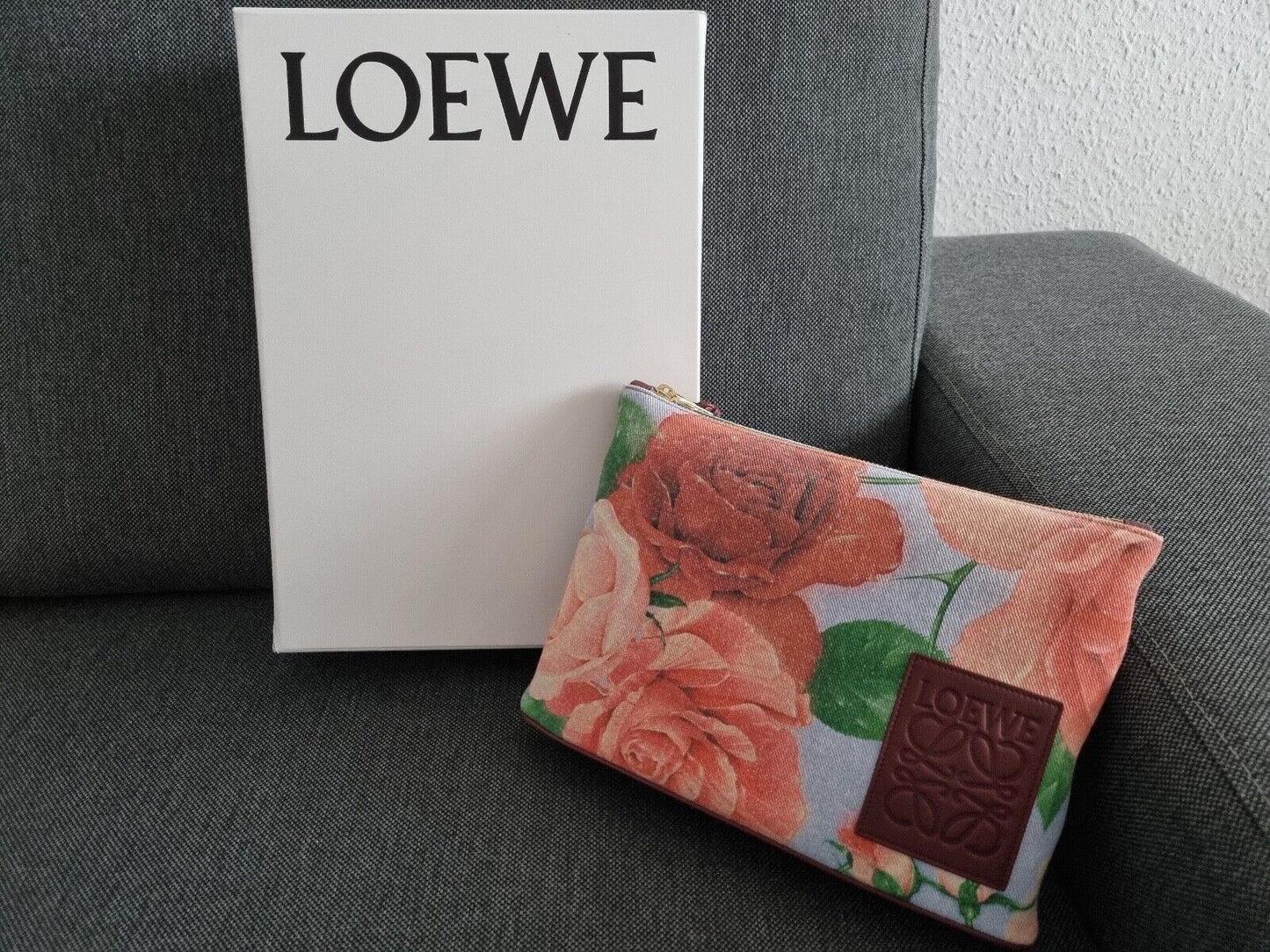 Loewe Tasche/Pouch/Clutch - Paula Ibiza - Denim mit Rosen-Print