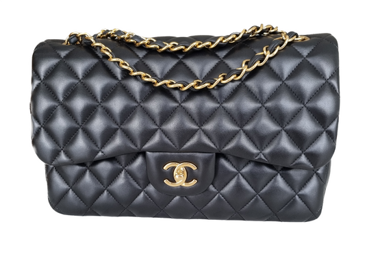 Chanel Jumbo Classic Double Flap - Schwarz - Lammleder mit Hardware in Gold