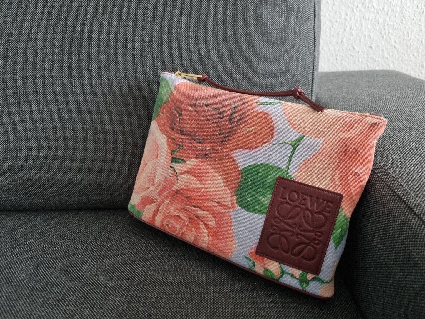 Loewe Tasche/Pouch/Clutch - Paula Ibiza - Denim mit Rosen-Print